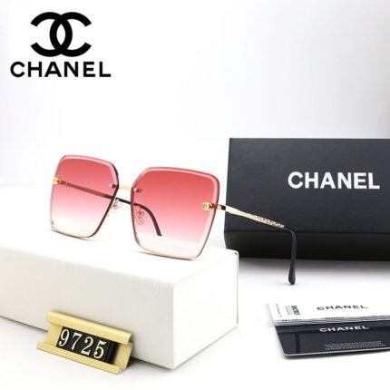 Chanel Square Gold Gradient Pink Lenses Sunglasses