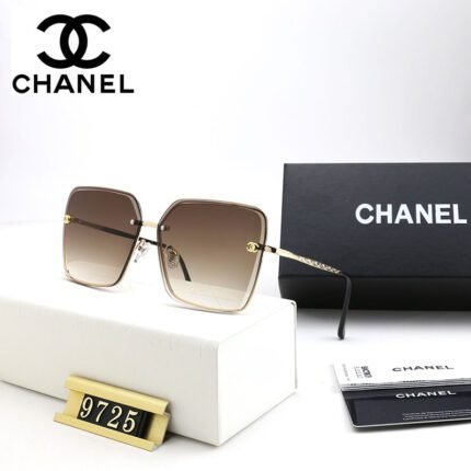 Chanel Square Gold Gradient Brown Lens Sunglasses