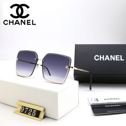 Chanel Square Gold Gradient Dark Blue Lens Sunglasses