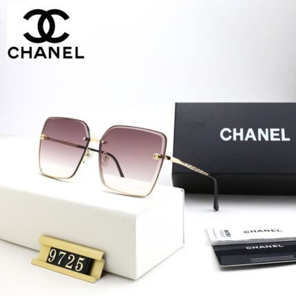 Chanel square gold gradient gray purple lenses sunglasses