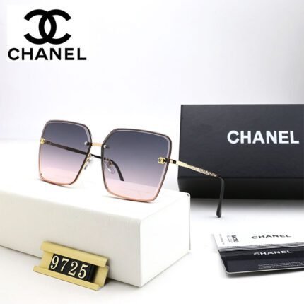 Chanel Square Gold Gradient Dark Blue Purple Gradient Lens Sunglasses