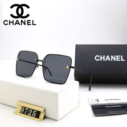 Chanel square black frame and dark gray lenses sunglasses