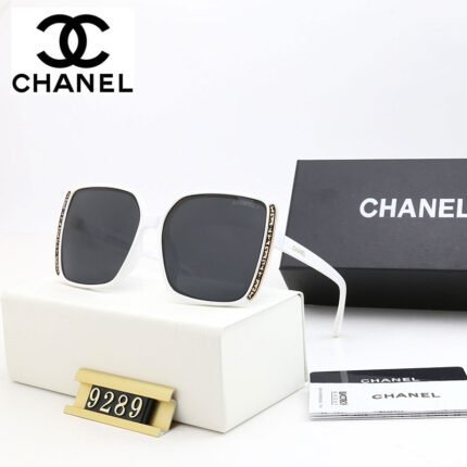 Chanel white and black square slim edged sunglasses