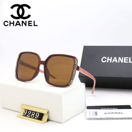Chanel pink and tea brown square slim edged sunglasses