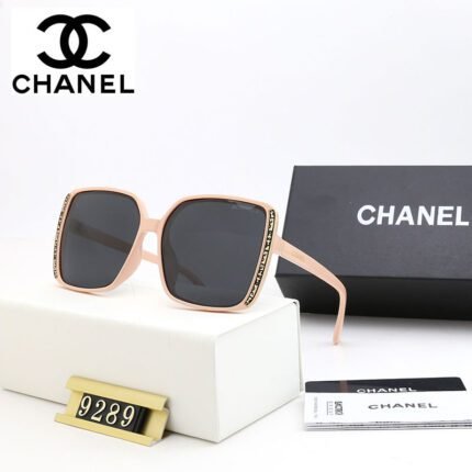 Chanel pink and black square slim edged sunglasses