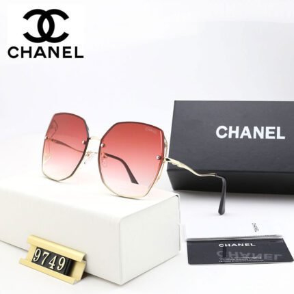Chanel Gold and Orange Gradient Octagonal Irregular Border Sunglasses