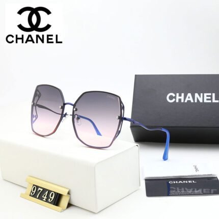 Chanel Blue and Purple Gradient Octagonal Irregular Border Sunglasses