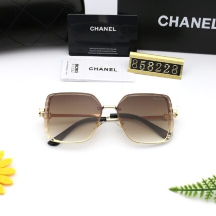 Chanel Brown Gradient Borderless Square Gold Decorative Sunglasses