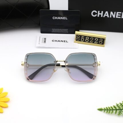 Chanel Green Purple Gradient Borderless Square Gold Decorative Sunglasses