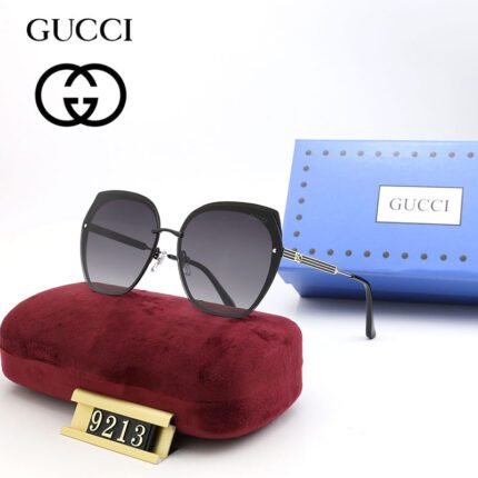 Gucci black and dark gray square round sunglasses personality