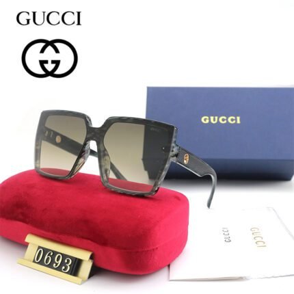 Gucci Stone Grey and Light Green Large Frame Square Sunglasses