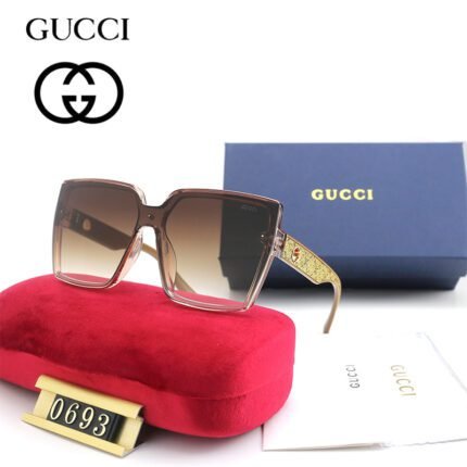 Gucci gold and brown large framed square sunglasses