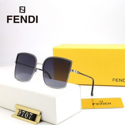 FENDI gray edged deep purple lenses and silver half frame sunglasses for women