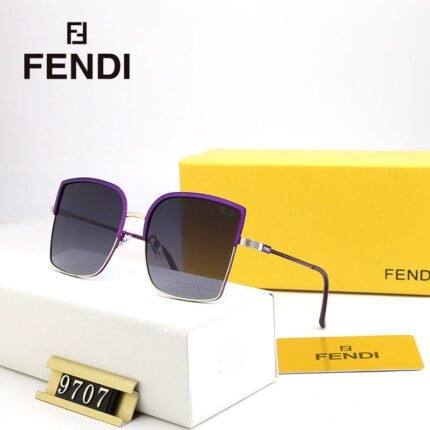 FENDI purple edged deep purple gradient lenses and silver half frame sunglasses for women