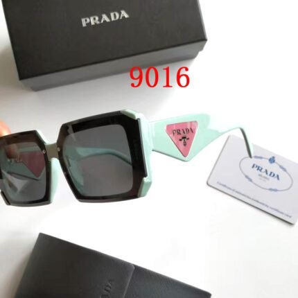 Prada Square Light Green and Gray Gradient Triangle Logo Sunglasses Fashion