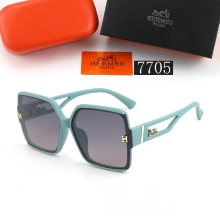 HERMES Green and Gray Gradient Square Sunglasses Neutral