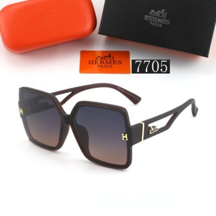 HERMES Brown and Purple Gradient Square Sunglasses Neutral