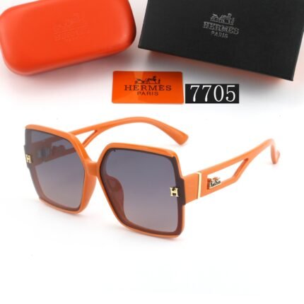 HERMES Orange and Gray Square Sunglasses Neutral
