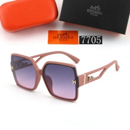 HERMES Milk Tea and Purple Gradient Square Sunglasses Neutral