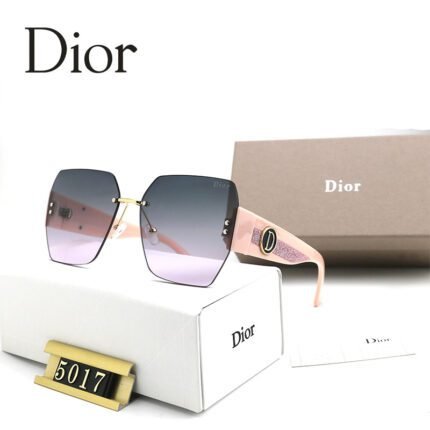 Dior pink edge and black purple gradient hexagonal frame sunglasses