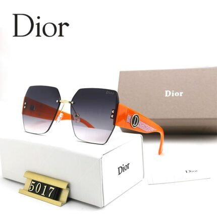 Dior orange and deep purple gradient hexagonal frame sunglasses