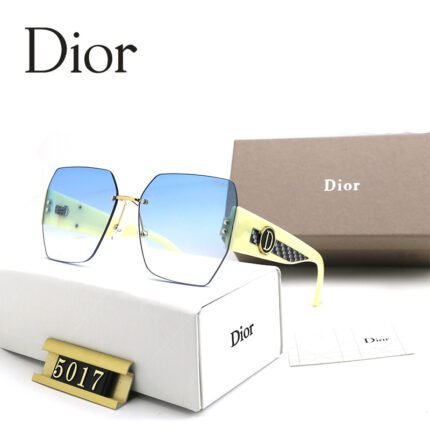 Dior yellow and sky blue gradient hexagonal frame sunglasses
