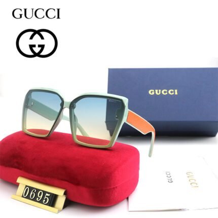 Gucci green and orange square frame color matching sunglasses