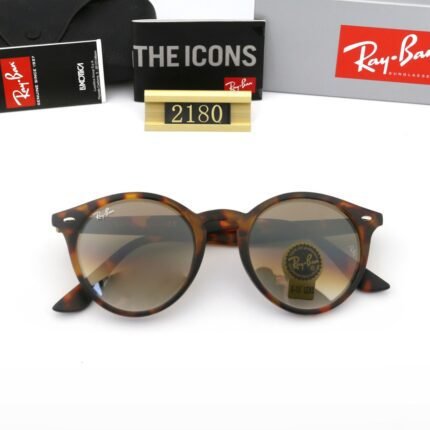 Ray Ban Dark Havana Frame and Gradient Brown Lens Round Frame Retro Sunglasses Unisex