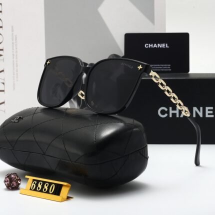 Chanel Black Gold Chain Decorative Sunglasses