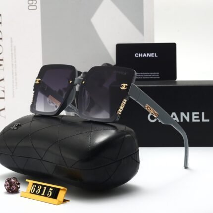 Chanel Grey and Gradient Deep Purple Gold Decorative Large Frame Sunglasses