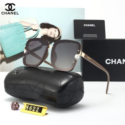 Chanel pearl decorated brown sunglasses