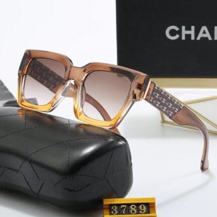 Chanel Transparent Gradient Champagne and Brown Gradient Lens Pattern Sunglasses