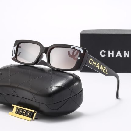 Chanel Black Edge Light Wine Red Lens Rectangular Logo Printed Sunglasses