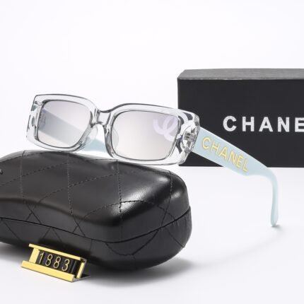 Chanel Transparent and Mint Green Edge Rectangular Logo Printed Sunglasses