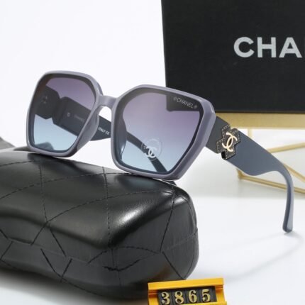 Chanel Blue Grey Edge - Light Purple Gradient Square Block Sunglasses