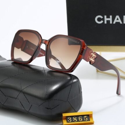 Chanel Blue Grey Edge - Light Purple Gradient Square Block Sunglasses