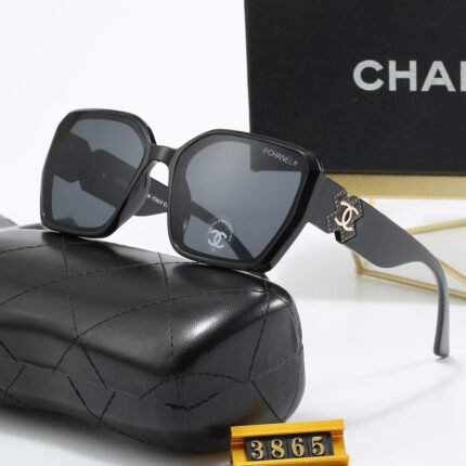Chanel Black Edge - Dark Grey Gradient Square Block Sunglasses