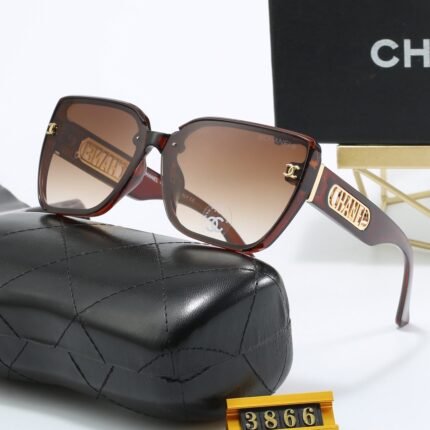 Chanel Brown Edge - Light Brown Gradient Square Round Large Frame Color Block Sunglasses