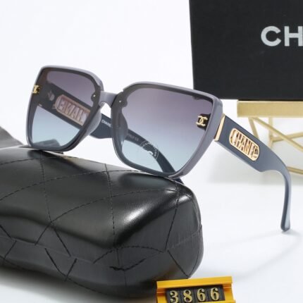 Chanel Grey Edge - Blue Gradient Square Circle Large Frame Color Block Sunglasses