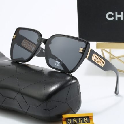 Chanel Black Edge - Dark Grey Square Round Large Frame Color Block Sunglasses
