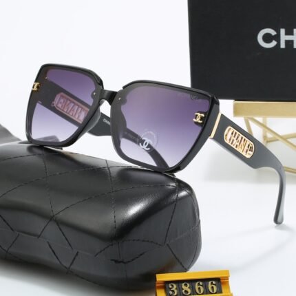 Chanel black edge - purple square circular large frame color blocking sunglasses
