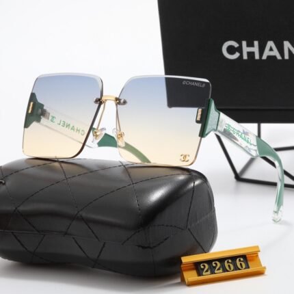 Chanel high transparency frameless blue gradient and green edge sunglasses
