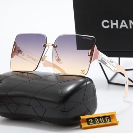 Chanel high transparency frameless purple gradient and beige edge sunglasses