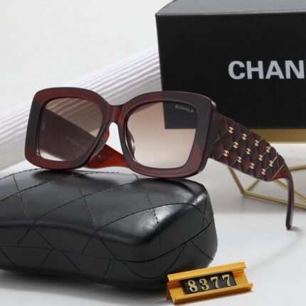 Chanel Double C Decorative Brown Frame Light Brown Lens Sunglasses