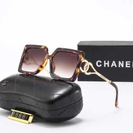 Chanel tortoiseshell pattern and brown gradient quadrilateral large frame sunglasses