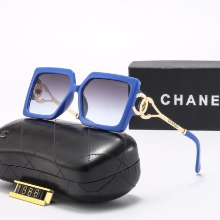 Chanel blue and gray gradient quadrilateral large frame sunglasses