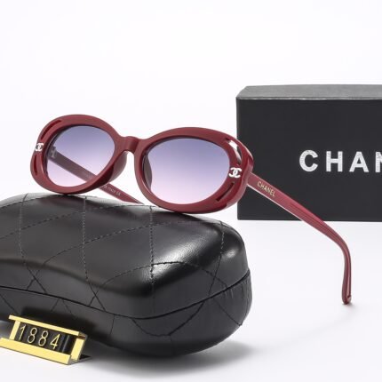 Chanel red and purple oval sunglasses
