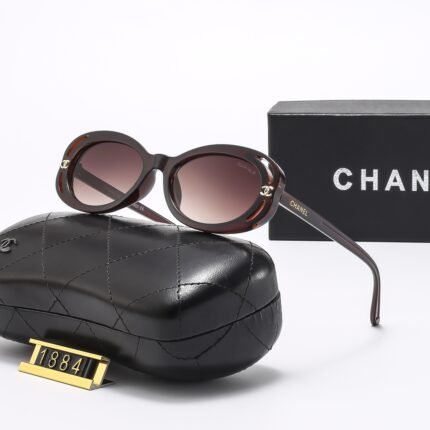 Chanel brown and burgundy oval sunglasses