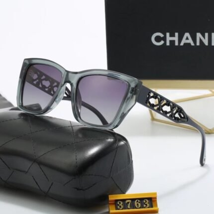 Chanel hollow gray transparent border and gradient dark gray purple sunglasses