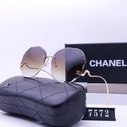 Chanel brown gradient and gold edged fashionable frameless sunglasses